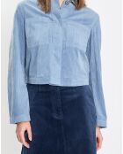 Veste courtes en Velours côtelé bleu ciel