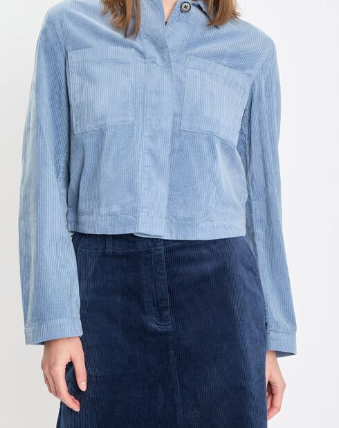 Veste courtes en Velours côtelé bleu ciel