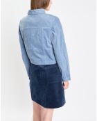 Veste courtes en Velours côtelé bleu ciel