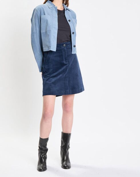 Veste courtes en Velours côtelé bleu ciel