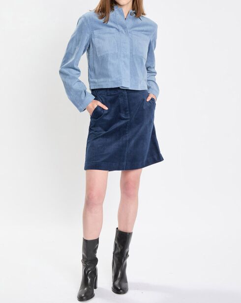 Veste courtes en Velours côtelé bleu ciel
