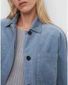 Veste courtes en Velours côtelé bleu ciel