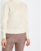 Pull 100% Laine vierge Col montant écru