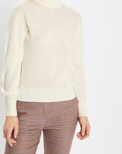 Pull 100% Laine vierge Col montant écru