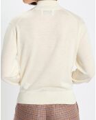 Pull 100% Laine vierge Col montant écru