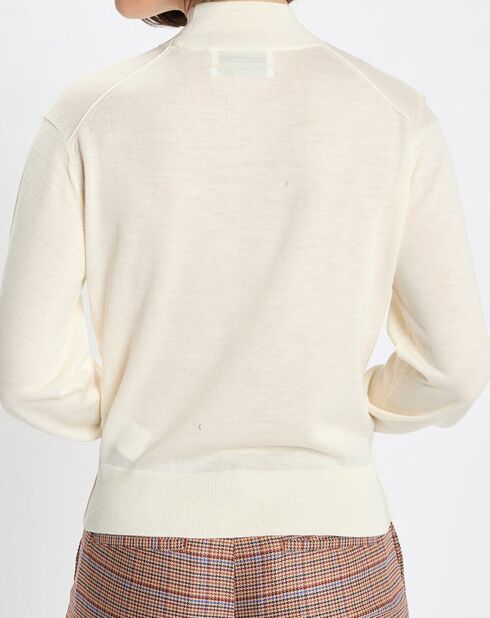 Pull 100% Laine vierge Col montant écru