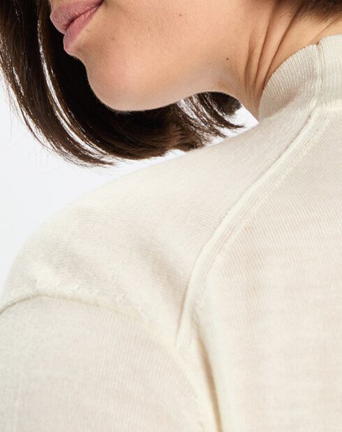 Pull 100% Laine vierge Col montant écru