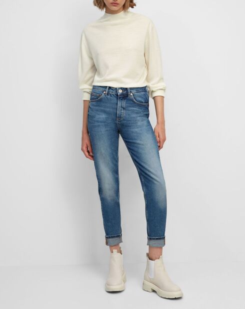 Pull 100% Laine vierge Col montant écru