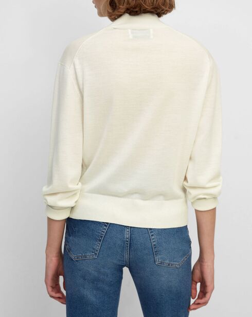 Pull 100% Laine vierge Col montant écru