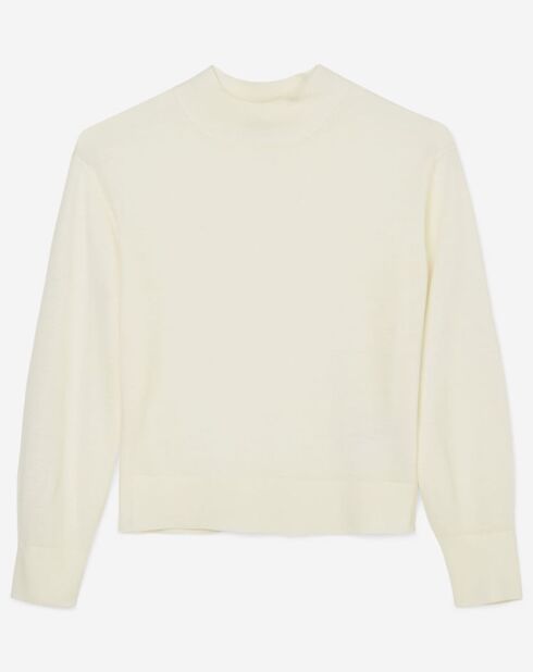 Pull 100% Laine vierge Col montant écru