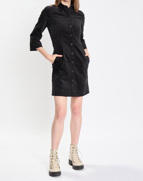 Robe Chemise en Velours lisse noire