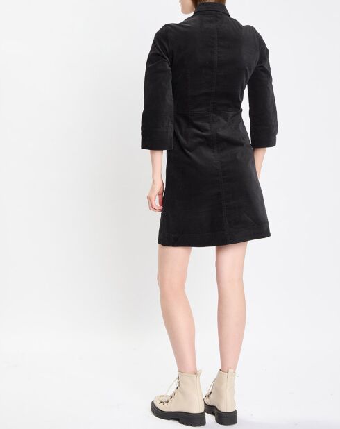 Robe Chemise en Velours lisse noire