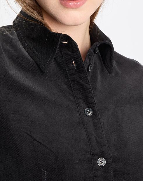 Robe Chemise en Velours lisse noire