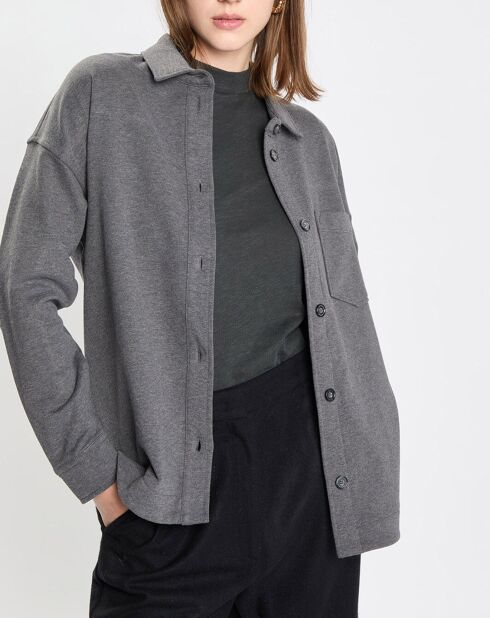 Surchemise en Coton effet Peau de pêche gris foncé