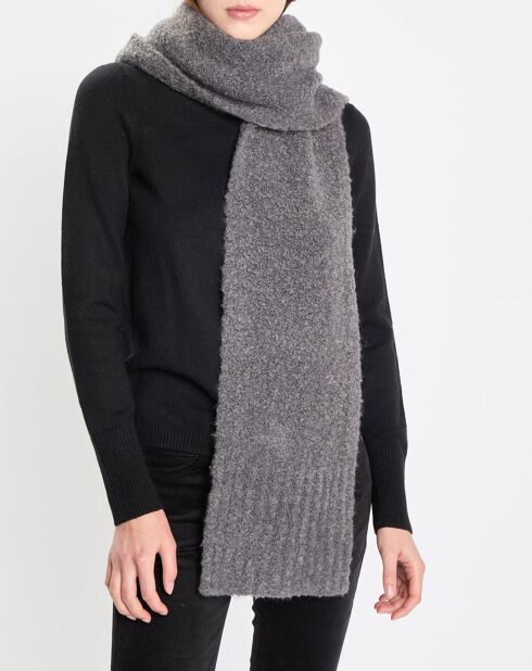 Écharpe en Laine mélangée et bouclée gris foncé