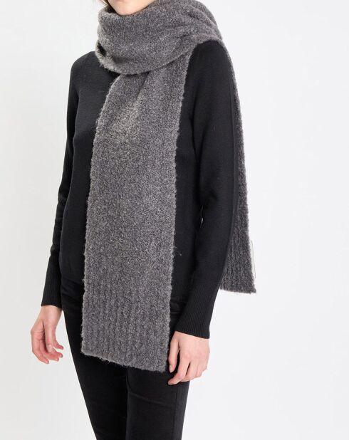 Écharpe en Laine mélangée et bouclée gris foncé