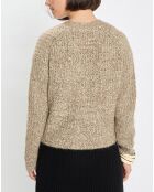 Gilet en Coton, Laine & Alpaga mélangés grosse maille chiné marron