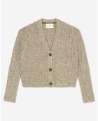 Gilet en Coton, Laine & Alpaga mélangés grosse maille chiné marron