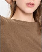 Pull en Coton, Laine & Alpaga  mélangés Basique marron