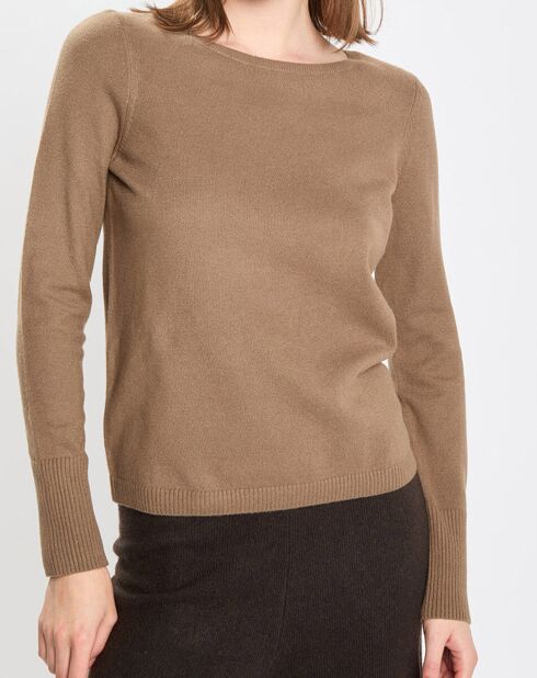 Pull en Coton, Laine & Alpaga  mélangés Basique marron