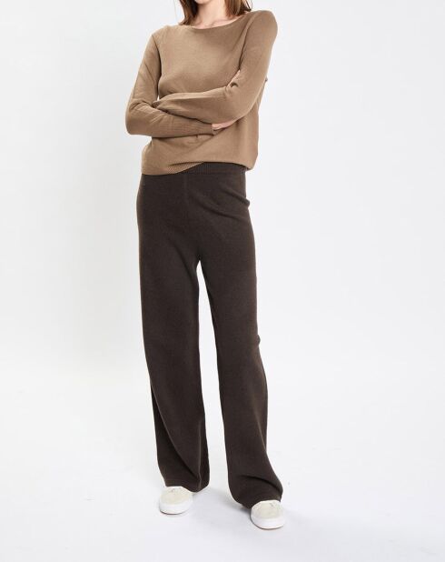 Pull en Coton, Laine & Alpaga  mélangés Basique marron