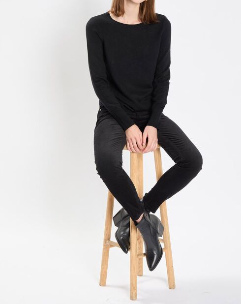 Pull en Coton, Laine & Alpaga  mélangés Basique noir