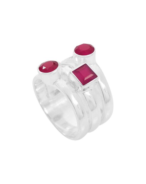 Ring Frida's World aus Silber und rotem Stein