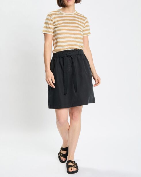 T-Shirt 100% Lin rayé beige/blanc