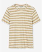 T-Shirt 100% Lin rayé beige/blanc