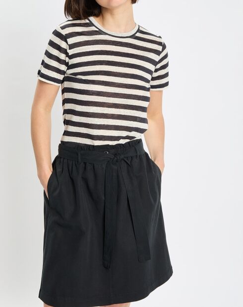 T-Shirt 100% Lin rayé marine/blanc