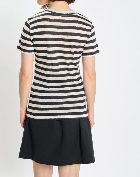 T-Shirt 100% Lin rayé marine/blanc