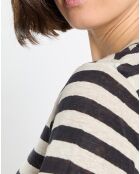 T-Shirt 100% Lin rayé marine/blanc