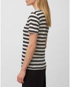 T-Shirt 100% Lin rayé marine/blanc
