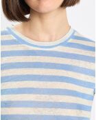 T-Shirt 100% Lin rayé bleu/blanc