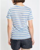 T-Shirt 100% Lin rayé bleu/blanc