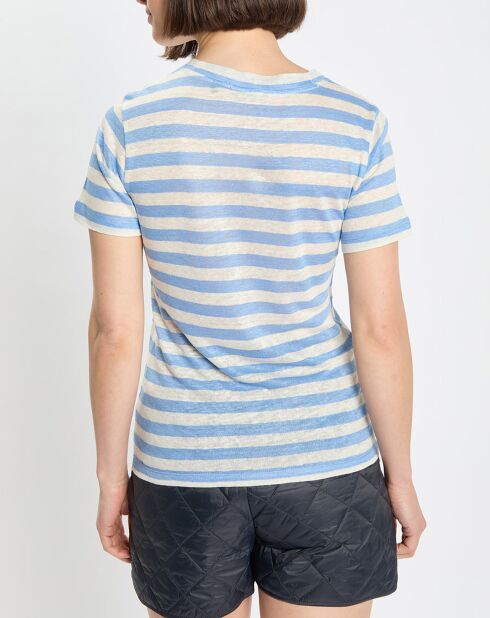 Blau/weiß gestreiftes T-Shirt aus 100% Leinen