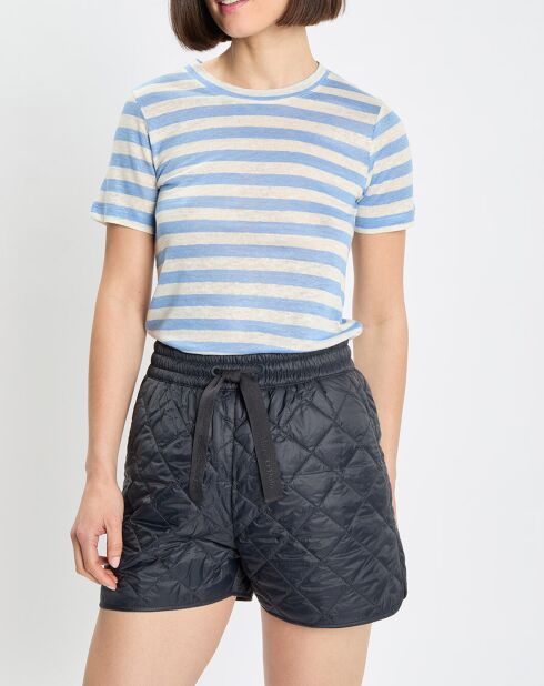 Blau/weiß gestreiftes T-Shirt aus 100% Leinen