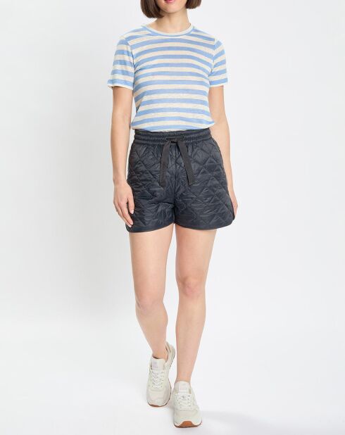 T-Shirt 100% Lin rayé bleu/blanc