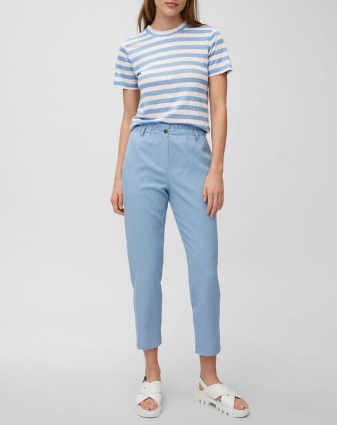 Blau/weiß gestreiftes T-Shirt aus 100% Leinen