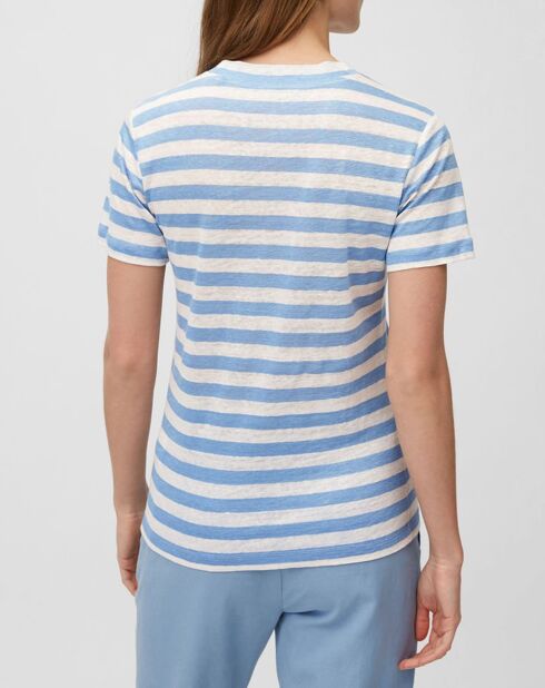 Blau/weiß gestreiftes T-Shirt aus 100% Leinen