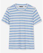 T-Shirt 100% Lin rayé bleu/blanc