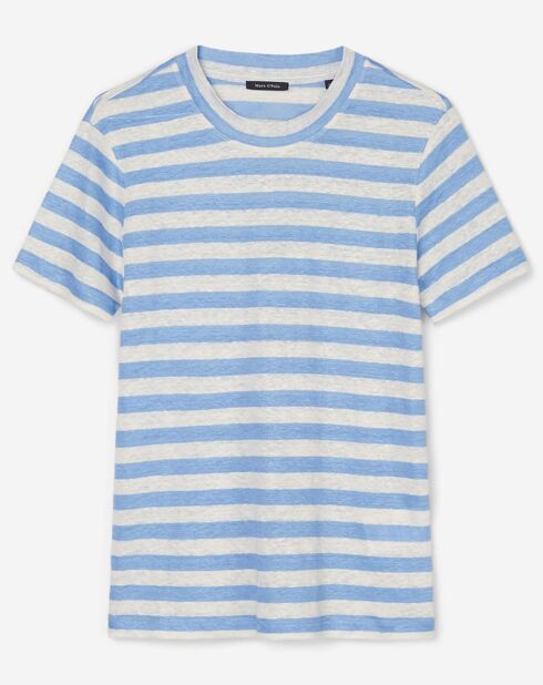 Blau/weiß gestreiftes T-Shirt aus 100% Leinen