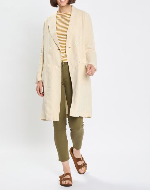 Manteau 100% Lin double boutonnage beige
