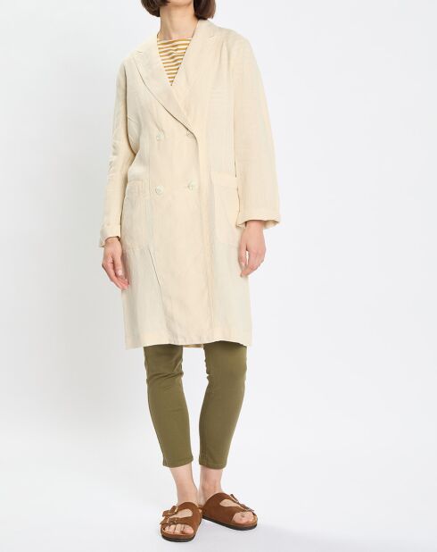 Manteau 100% Lin double boutonnage beige