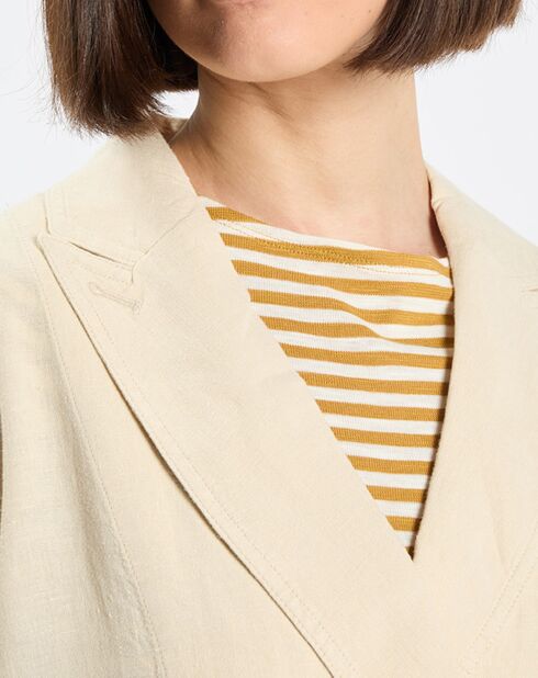 Manteau 100% Lin double boutonnage beige