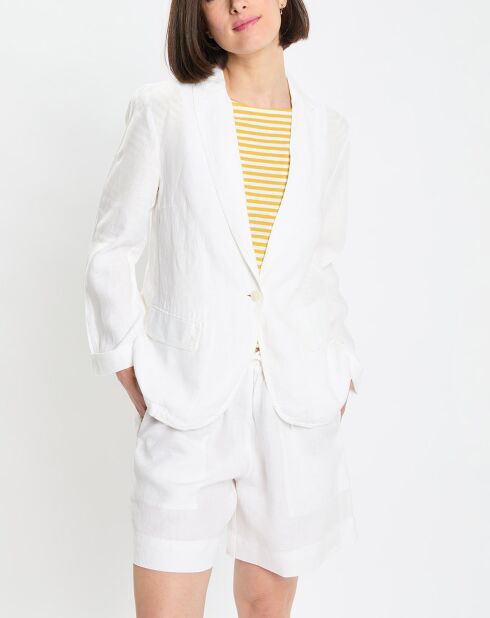Blazer 100% Lin 1 bouton blanc