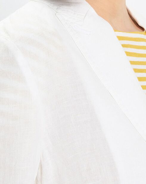 Weißer Blazer aus 100% Leinen mit 1 Knopf