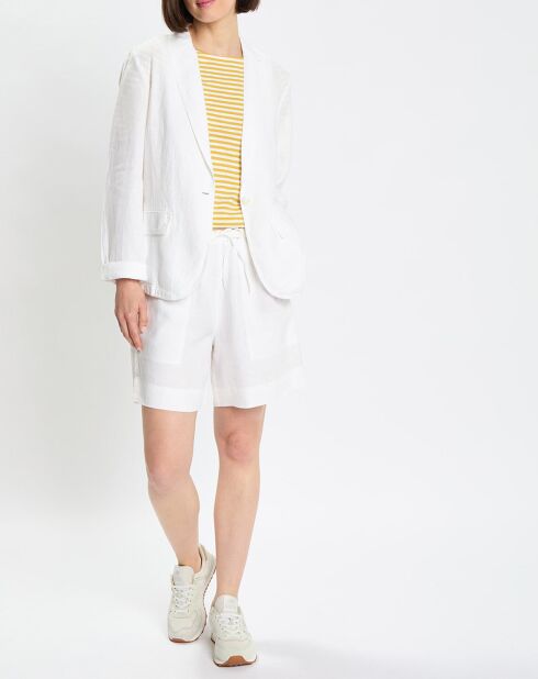 Weißer Blazer aus 100% Leinen mit 1 Knopf