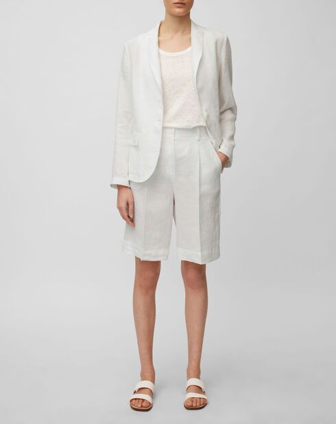 Weißer Blazer aus 100% Leinen mit 1 Knopf