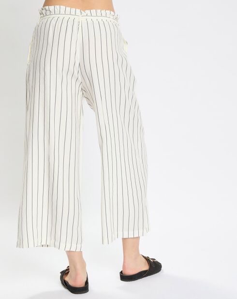 Wit/blauw gestreepte broek van linnenmix